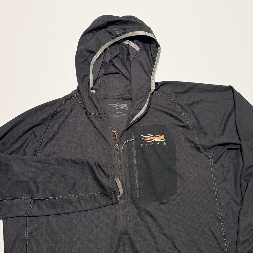 Sitka Gear Core Lightweight Hoody Mens XL Black 1/2 Zip Pullover Wicking Hunting